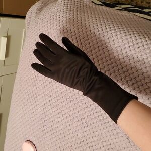 1940s Black Vintage Medium Length Fabric Pinup Gloves Size Small, S, 7